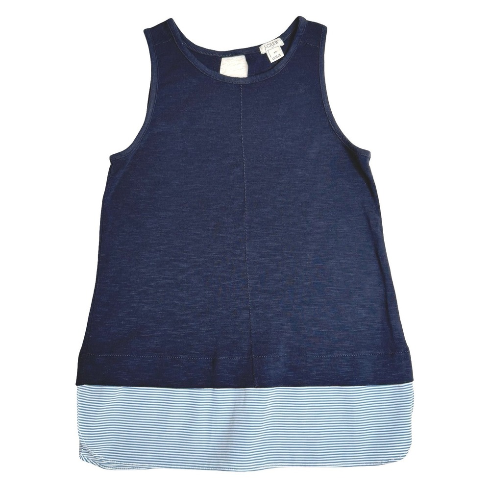 J.‎ Crew Mixed Media Sleeveless Knit Striped Hem Navy Blue Womens XS